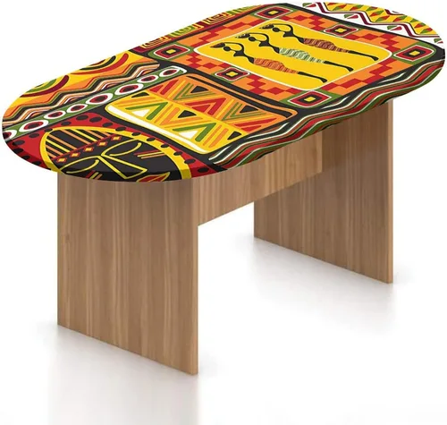 Miniatura 17 de Mantel ajustable ovalado, decoración africana, funda de poliéster elástico, mantel con estampado exótico tribal africano, para cocina, fiesta