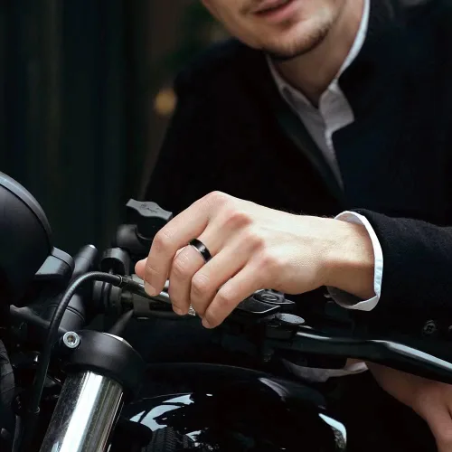 Miniatura 4 de King Will Classic - Anillo de carburo de tungsteno para hombre, de 0.315in, color negro, brújula masónica, cuadrado, carburo de tungsteno, Sin