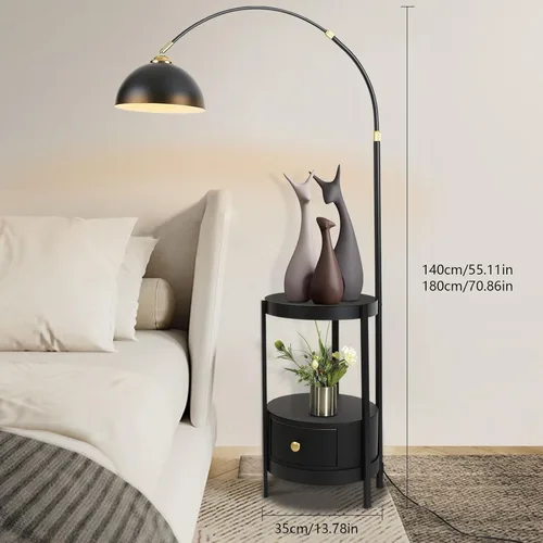 Miniatura 4 de OUKANING Lámpara de pie de decoración industrial con luz de escritorio rústica de metal ajustable, para sala de estar, dormitorio, oficina, casa