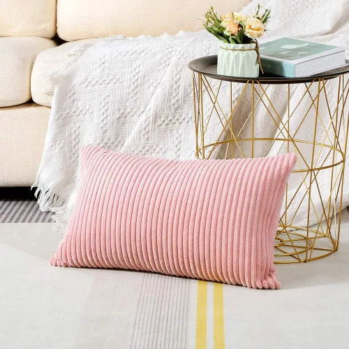 Miniatura 366 de Artscope Fundas de Almohada de Pana a Rayas Acogedoras Súper Suaves Decorativas Cuadradas Fundas de Cojín para Sofá Sillón Dormitorio Decoración