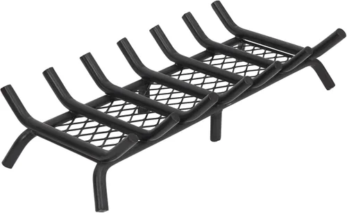 Miniatura 10 de Rejilla de chimenea de 14 pulgadas con retenedor de brasa, rejilla de leña para chimenea con barra de acero redondo sólido resistente de 3/4