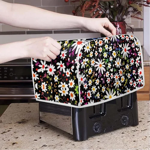Miniatura 2 de Dreaweet Cubierta abstracta para tostadora de margaritas, protección contra el polvo, cubierta para hacer pan, resistente a las manchas, lavable a