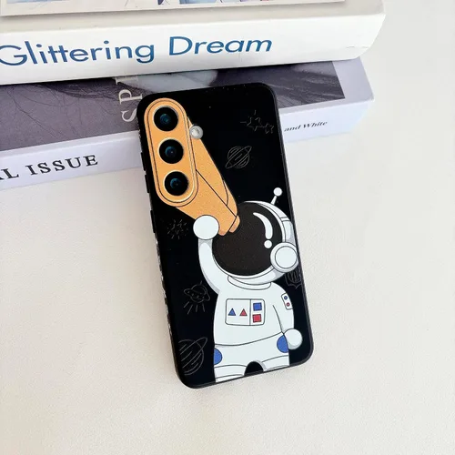 Miniatura 115 de Yonds Queen para Samsung Galaxy S21 Funda Linda, Diseño de Astronauta de Dibujos Animados, Espacio, Luna, Cohete, Elegante Cubierta Amortiguadora