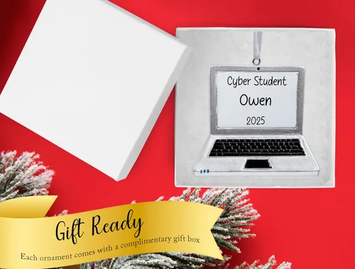 Miniatura 4 de Adorno de Navidad personalizado para laptop 2026, personalización gratuita Trabaja desde casa, aprendizaje virtual/escuela/computadora de profesor