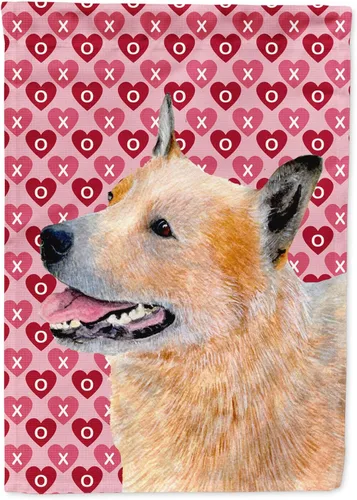 Miniatura 348 de Caroline's Treasures SS4484GF Bandera de jardín con diseño de bulldog inglés y corazones para el Día de San Valentín, bandera decorativa para patio