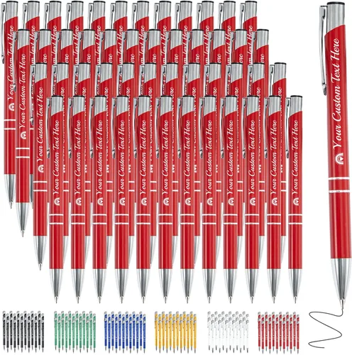 Miniatura 44 de Bolígrafo personalizado, 1 unidad, bolígrafo personalizado con logotipo de mensaje de nombre comercial grabado, tapa de clic de tinta negra, regalo