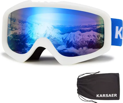 Miniatura 12 de Karsaer - Gafas de esquí antivaho, gafas de nieve OTG, 100% protección UV, gafas de snowboard con lentes dobles flexibles para hombres, mujeres