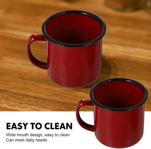 Miniatura 6 de BESPORTBLE Taza de camping esmaltada, 8 onzas, tazas de hierro vintage, taza de té con asa, taza de café para acampar, pescar, picnic, uso al aire
