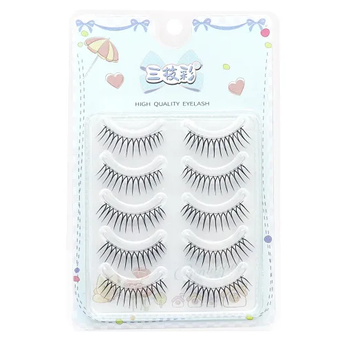 Miniatura 12 de 3 pares de pestañas postizas de aspecto natural, pestañas postizas de uso diario, tira cruzada de banda transparente para maquillaje de ojos