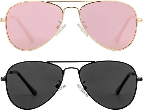 Miniatura 191 de Gleyemor Lentes de sol polarizados estilo aviador para niños y niñas, jóvenes, adolescentes, dos tamaños de 1.969 in y 2.047 in