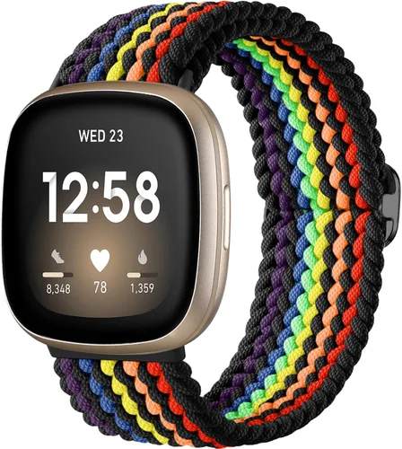 Miniatura 21 de Maledan Banda elástica trenzada compatible con Fitbit Sense/Versa 3/4 y Sense 2, correa elástica suave para reloj inteligente, accesorio