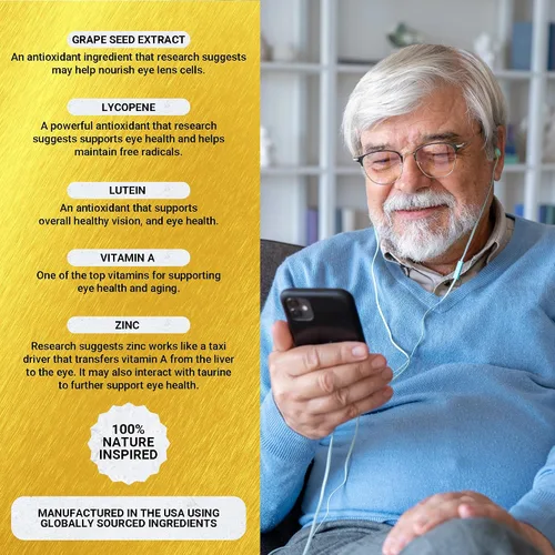 Miniatura 5 de Golden After 50 VpMax-9 - Suplemento antioxidante y cuidado de la vista con vitaminas oculares, luteína, licopeno y extracto de arándano - 60
