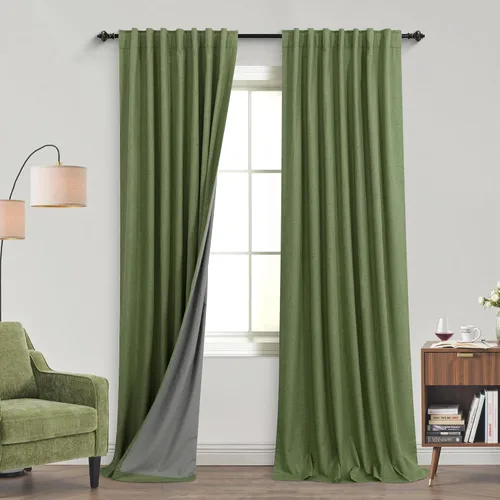 Miniatura 26 de KOUFALL - Cortinas de medio estilo francés de lino para ventana, juego de 2 cortinas cortas de 40 pulgadas de longitud, para privacidad, cortinas
