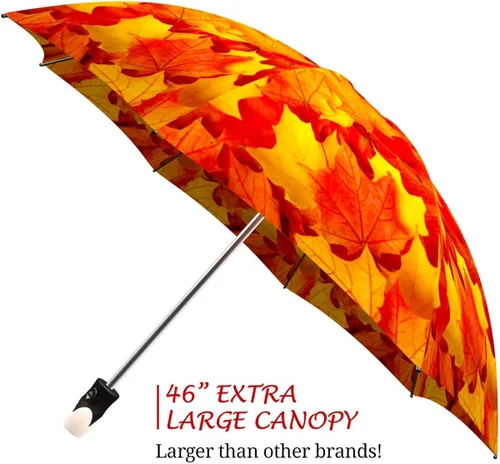 Miniatura 4 de LA BELLA Paraguas Canadian Autumn Designer Unique Travel Art Paraguas en elegante caja de regalo - AutomáticoManualStick, Apertura y cierre