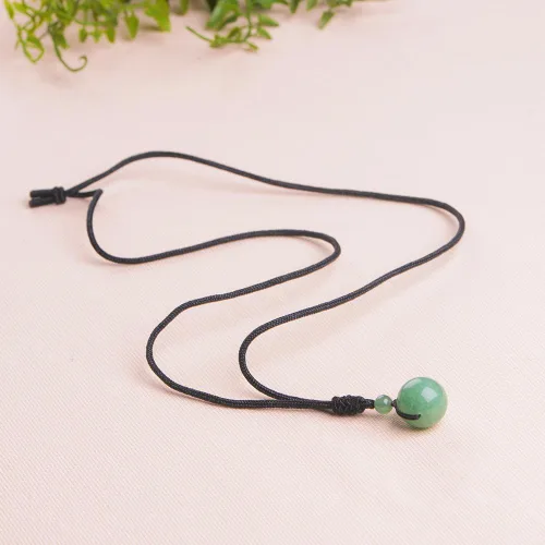 Miniatura 42 de iSTONE Collar unisex con dije de cuentas redondas auténticas, cadena de cuerda negra de 24 pulgadas para hombres y mujeres