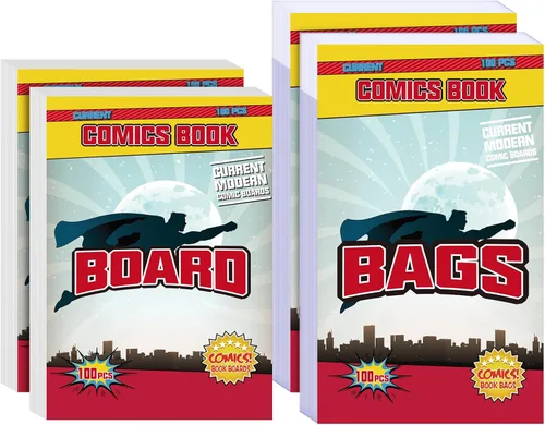 KKU 200 bolsas y tableros de cómics, bolsas y tableros de cómics transparentes sin ácidos, almacenamiento de cómics para cómics