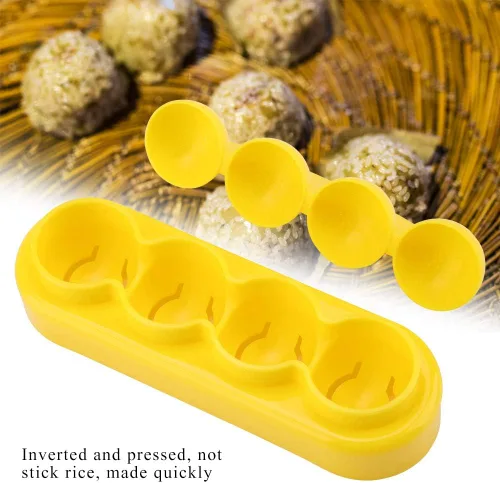 Miniatura 8 de Agatige Moldes de bolas de arroz, mini máquina portátil para hacer bolas de arroz, moldes de sushi con cuchara y cara sonriente, algas marinas Nori
