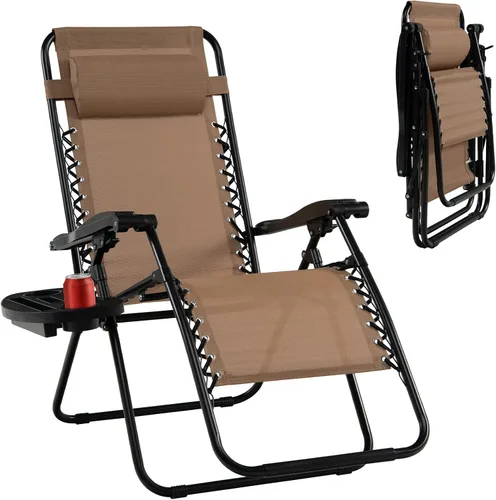Miniatura 22 de Tangkula Zero Gravity - Silla plegable para patio, reclinable, ajustable, con soporte para tazas, reposabrazos anchos para patio, jardín, piscina