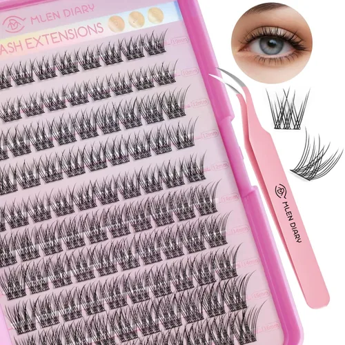 Miniatura 19 de MLEN DIARY 132 racimos de pestañas de ojo de zorro, pestañas de ojo de gato, extensiones de pestañas individuales con pestañas inferiores, rizo 4D