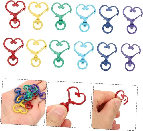 Miniatura 7 de 100 llaveros de corazón de durazno para manualidades, llavero de amor, llavero, clip, llavero a granel, clip de resorte, broche de presión