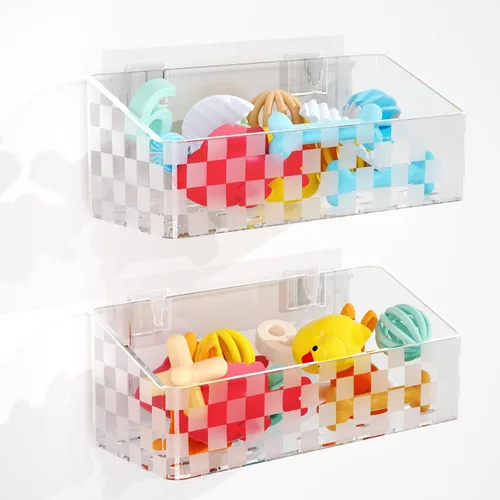 Soporte de almacenamiento de juguetes de baño, almacenamiento de juguetes de bañera de secado rápido, soporte transparente para juguetes de baño