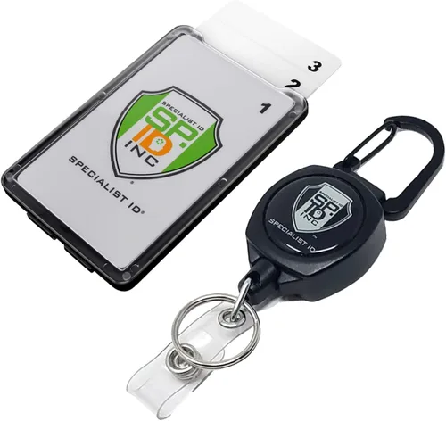 Resistente placa de acompañante carabinero y Clave carrete por KEY-BAK con tres tarjeta policarbonato de identificación titular por Specialist ID,