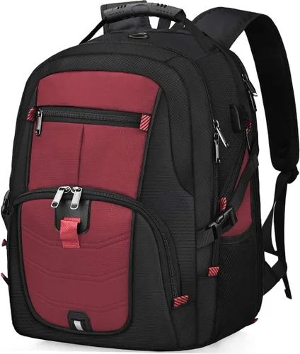 NUBILY Mochila para laptop de 17 pulgadas, impermeable, extra grande, TSA, para viajes, antirrobo, para universidad, negocios, mochilas para Rojo