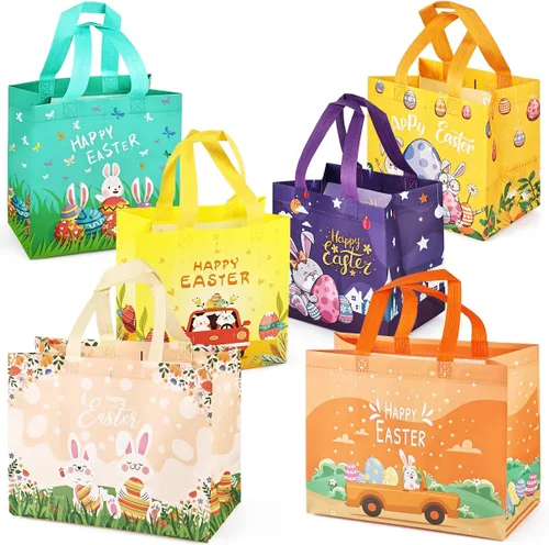 Miniatura 9 de Aviski 12 bolsas de caza de huevos de Pascua de varios tamaños, bolsa de regalo de huevos de gallina de zanahoria con asas, bolsas de regalo