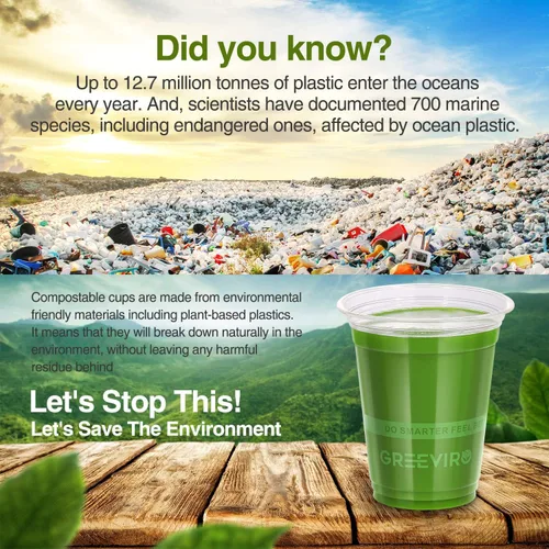 Miniatura 7 de Vasos de Plástico Transparente Compostables Ecológicos a Base de Plantas de 12 oz, Gruesos, Reutilizables, Desechables para Café Helado