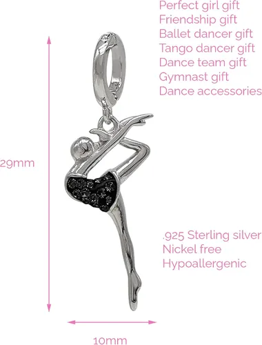 Miniatura 6 de Annie & Sisters Abalorio de plata de ley con cristal de bailarina salto en el aire (In a Scorpion Kick)