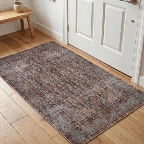 Miniatura 133 de Kuden Alfombra pequeña de 2 x 3, lavable a máquina, parte trasera antideslizante, estilo vintage, suave, pelo bajo, alfombras de área para entrada