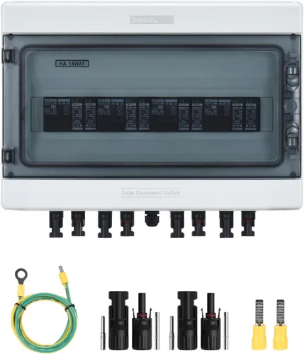 Miniatura 9 de DIHOOL Caja de interruptor de desconexión de panel solar Caja de disyuntor de CC de 40 amperios, caja combinadora de 1000 V PV para RV