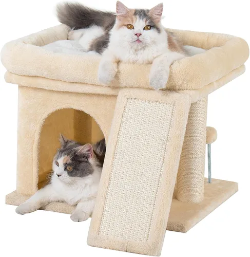 Miniatura 9 de Aechonow Árbol para gatos grandes, perca grande de 19 x 16.5 pulgadas, torre para gatos adultos para gatos de interior con poste rascador de 24