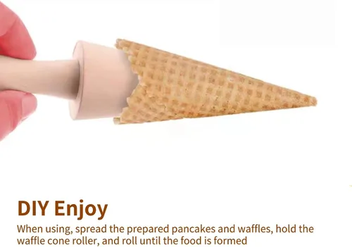 Miniatura 7 de Molde de cono de helado, molde de madera reutilizable para cuernos de crema de 9.1 pulgadas, rodillo de pizza para gofres para cocina, cocinar