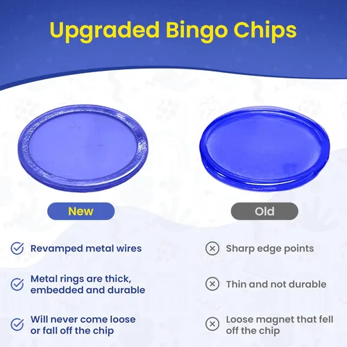 Miniatura 4 de MR CHIPS Varitas magnéticas fabricadas en Estados Unidos y chips de plástico de 3/4 pulgadas con anillos de metal, 100 piezas, bolsa de Azul