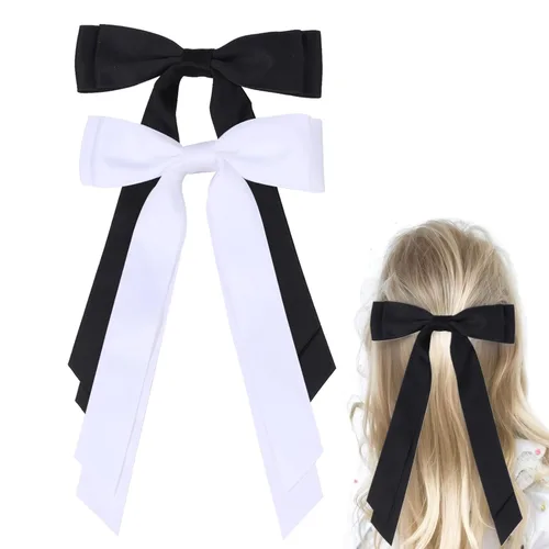 Miniatura 6 de Pinzas para el cabello con lazo de satén para mujer, lazo de satén sedoso con cola larga, accesorios para el cabello para niñas