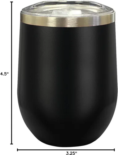 Miniatura 7 de LaserGram Vaso de vino de acero inoxidable de doble pared, ancla de barco, grabado personalizado incluido (negro)