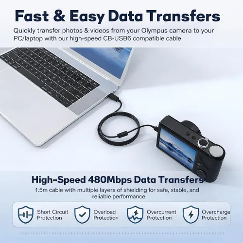 Miniatura 4 de Master Cables Olympus CB-USB5 CB-USB6 CB-USB8 Cable de carga y transferencia de datos USB para cámaras Olympus Tough TG Series, Stylus, FE, SZ, SH