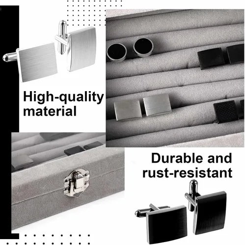 Miniatura 3 de Quelay La caja de gemelos para hombre incluye 412 pares de gemelos, vitrina de joyería con hebilla de metal para hombres, regalo de boda y negocios