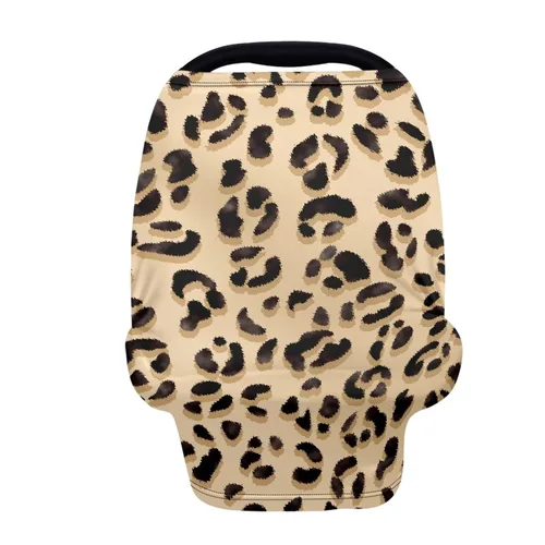 Miniatura 28 de Forchrinse Funda de asiento de coche de leopardo beige para bebés suave transpirable lactancia lactancia cubierta elástica infantil asiento de coche