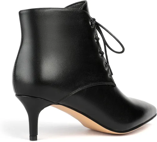 Miniatura 5 de Eldof Botines de tacón bajo para mujer, con puntera puntiaguda, 2.3 pulgadas, con cordones, cómodas botas para caminar