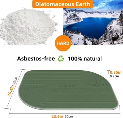 Miniatura 3 de Tapete de baño de piedra de tierra de diatomeas, tapete de ducha de piedra de secado rápido, ultra absorbente, tapete de diatomita, tapete