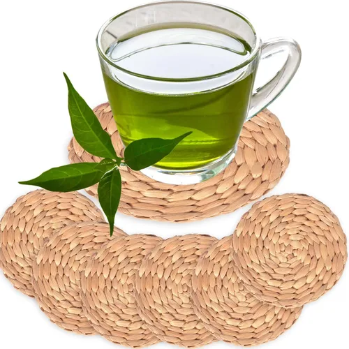 Posavasos absorbentes de jacinto de agua para bebidas, posavasos tejidos para mesa de café, posavasos de tazas, decoración de artículos para el
