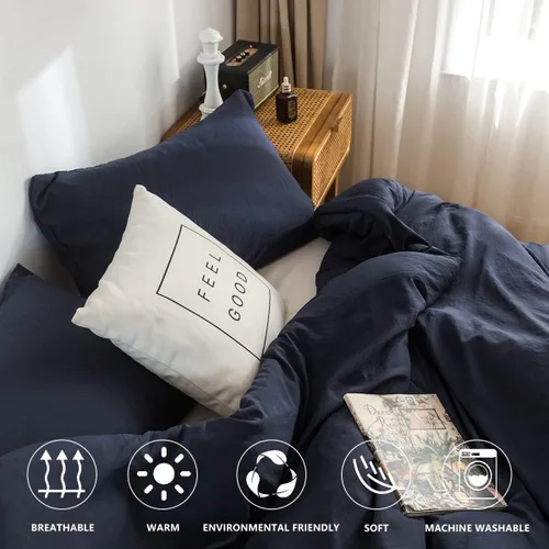 Miniatura 5 de COTTEBED Sliky - Juego de edredón suave y esponjoso para cama de tamaño individual, peso ligero para todas las estaciones, fabricado con tela Azul