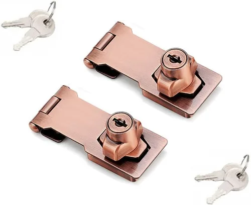 Miniatura 5 de Paquete de 2 cerrojos con llave, perilla giratoria, cerrojo de bloqueo con llave para puertas pequeñas, gabinetes y más, acero inoxidable, cerrojo