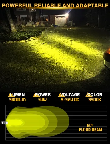 Miniatura 2 de Chelhead Barra de luz LED delgada, barra de luz de 7 pulgadas, haz de inundación, luz antiniebla amarilla, fila única, 30 W, 3600 lm, barra de faros