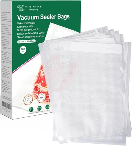 Bolsas selladoras al vacío de un cuarto de galón para alimentos, 8 x 11 pulgadas, sin BPA, bolsas de sellado al vacío resistentes para ahorrar