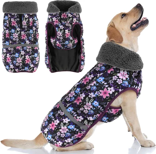 Miniatura 18 de Doglay Abrigo para Perro, Chaqueta Impermeable para Perro Abrigo de Invierno para Mascotas para Clima Frío con Cuello Peludo Grueso, Chaqueta