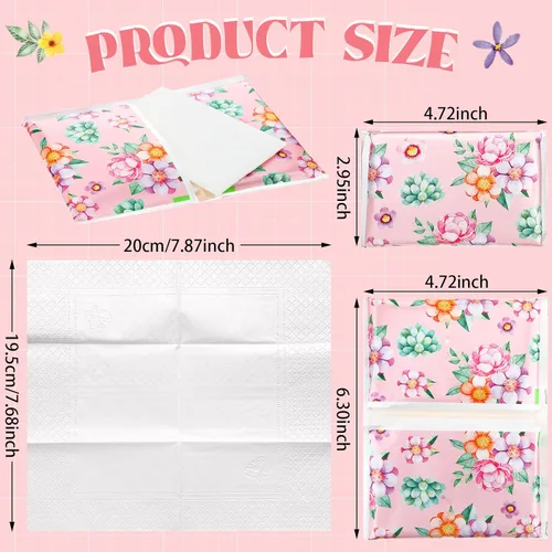 Miniatura 2 de 24 paquetes de pañuelos de bolsillo tamaño viaje, paquetes delgados de 3 capas de bolsillo de tamaño monedero, pañuelos para viajes, bodas, Hermosas