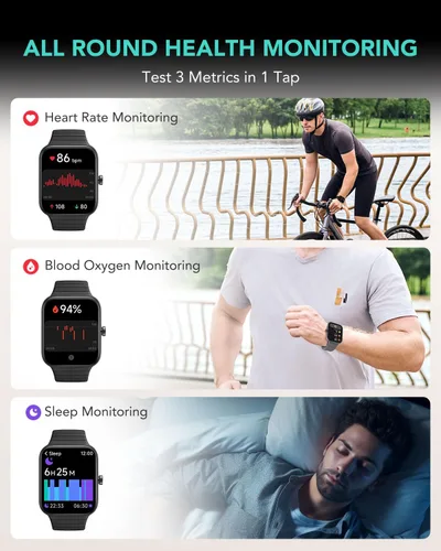 Miniatura 4 de SKG Reloj de seguimiento de actividad física de 1.8 pulgadas para hombres y mujeres con 2 bandas, reloj inteligente integrado con Alexa para Android